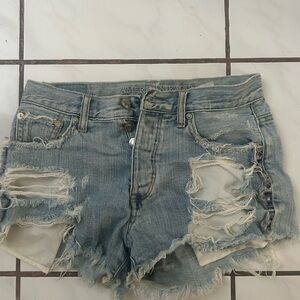 American Eagle Light Blue Ripped Jean Shorts